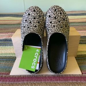 RARE new crocs Leopard / animal print mules